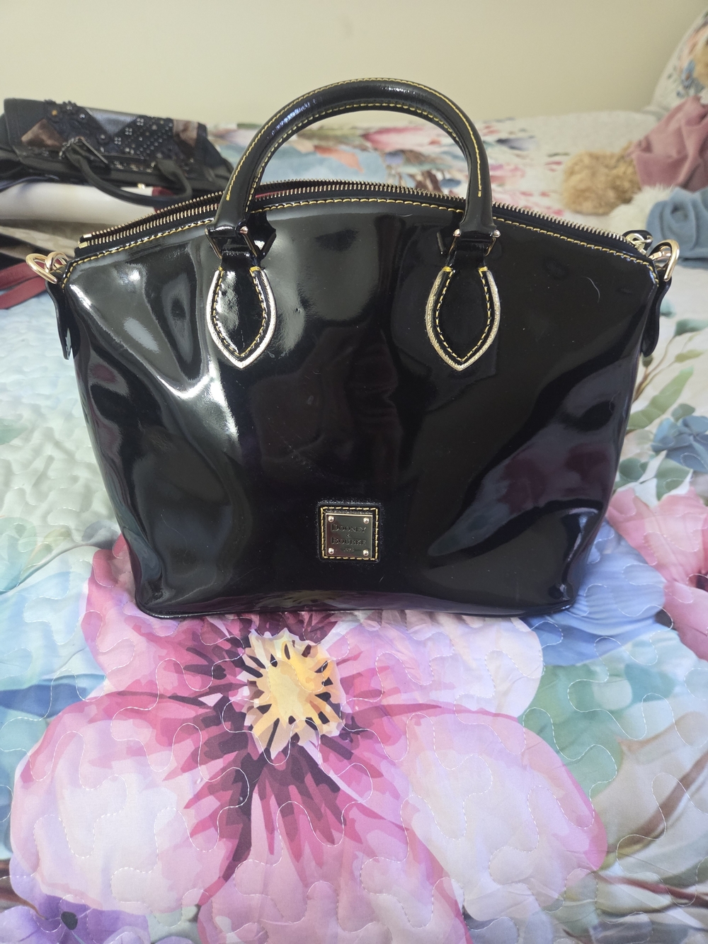 Dooney & Bourke Black Patent Dome Satchel